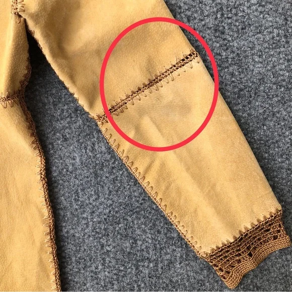 IDI by Mathew vintage leather suede patchwork crochet jacket size large - Picture 10 of 12